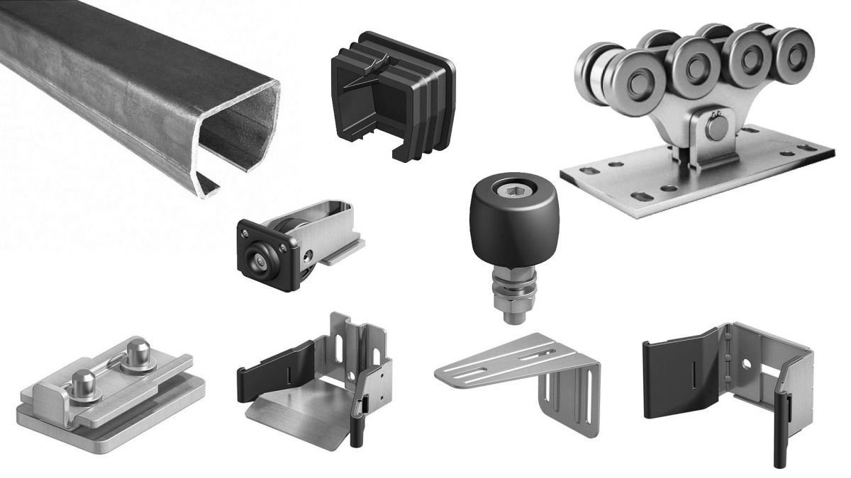 Комплект Алютех для откатных ворот с шиной 7 м, стальные опоры до 450 кг. от 10 шт.